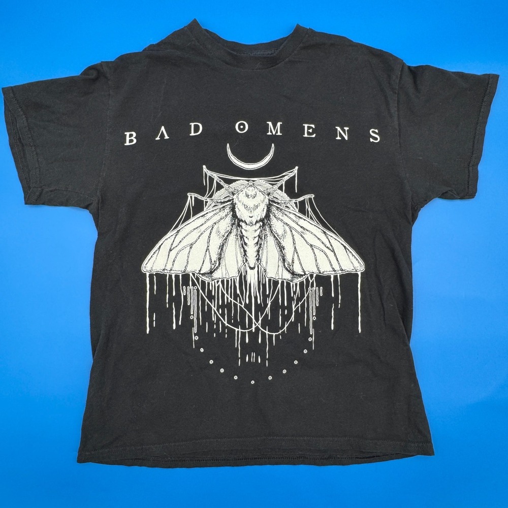 Bad Omens Band T-Shirt Sumerian‎ Records Black Moth Graphic Tee Large